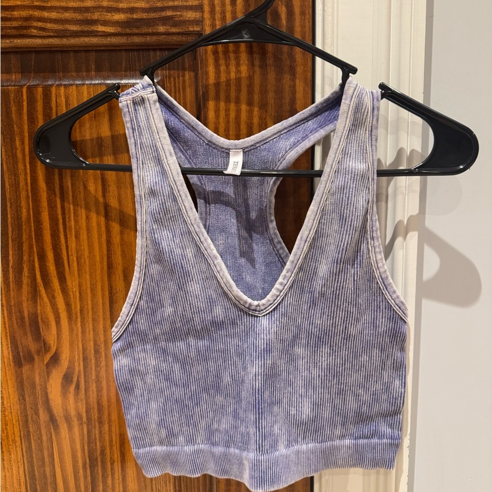 Zenana Outfitters Purple Sleeveless Crop Tank Top